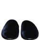 Dolce & Gabbana Dark Blue Suede Slides Flat Slipper Men Shoes