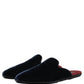 Dolce & Gabbana Dark Blue Suede Slides Flat Slipper Men Shoes