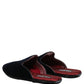 Dolce & Gabbana Dark Blue Suede Slides Flat Slipper Men Shoes