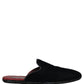 Dolce & Gabbana Dark Blue Suede Slides Flat Slipper Men Shoes