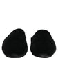 Dolce & Gabbana Black Suede Slides Flat Slipper Men Shoes