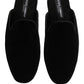 Dolce & Gabbana Black Suede Slides Flat Slipper Men Shoes