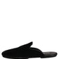 Dolce & Gabbana Black Suede Slides Flat Slipper Men Shoes