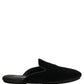 Dolce & Gabbana Black Suede Slides Flat Slipper Men Shoes