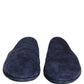 Dolce & Gabbana Blue Suede Slides Flat Slipper Men Shoes