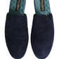 Dolce & Gabbana Blue Suede Slides Flat Slipper Men Shoes
