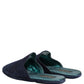 Dolce & Gabbana Blue Suede Slides Flat Slipper Men Shoes