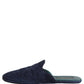 Dolce & Gabbana Blue Suede Slides Flat Slipper Men Shoes