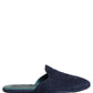 Dolce & Gabbana Blue Suede Slides Flat Slipper Men Shoes
