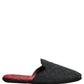Dolce & Gabbana Black Floral Brocade Slides Slippers Shoes