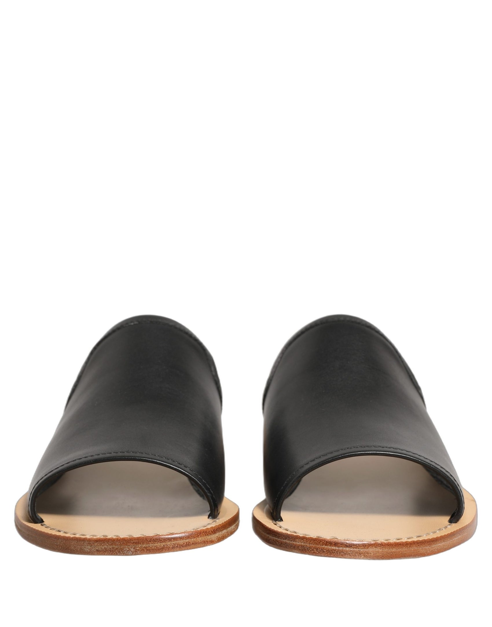 Dolce & Gabbana Brown Leather Slides Sandals Flats Men Shoes