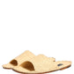 Dolce & Gabbana Beige Straw Raffia Slides Sandals Flats Shoes