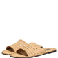 Dolce & Gabbana Beige Straw Raffia Slides Sandals Flats Shoes