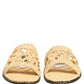 Dolce & Gabbana Beige Straw Raffia Slides Sandals Flats Shoes