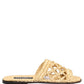 Dolce & Gabbana Beige Straw Raffia Slides Sandals Flats Shoes