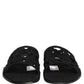 Dolce & Gabbana Black Fabric Woven Slides Sandals Flats Shoes