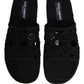 Dolce & Gabbana Black Fabric Woven Slides Sandals Flats Shoes