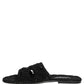 Dolce & Gabbana Black Fabric Woven Slides Sandals Flats Shoes