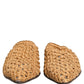 Dolce & Gabbana Beige Woven Straw Slides Sandals Flats Shoes