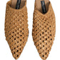 Dolce & Gabbana Beige Woven Straw Slides Sandals Flats Shoes
