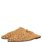 Dolce & Gabbana Beige Woven Straw Slides Sandals Flats Shoes