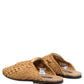 Dolce & Gabbana Beige Woven Straw Slides Sandals Flats Shoes