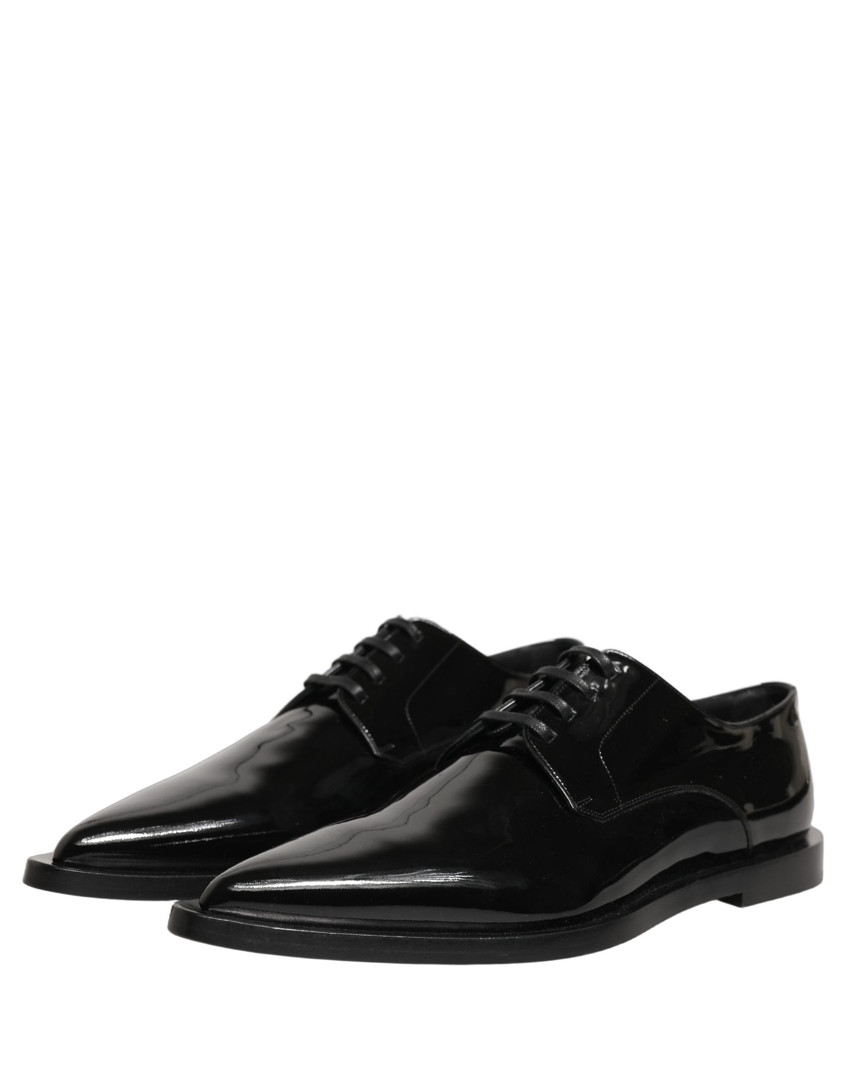 Dolce & Gabbana Black Leather Men Derby Dress Formal Shoes