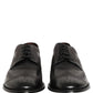 Dolce & Gabbana Black Embroidered Leather Derby Dress Shoes