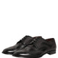 Dolce & Gabbana Black Embroidered Leather Derby Dress Shoes