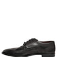 Dolce & Gabbana Black Embroidered Leather Derby Dress Shoes