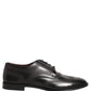Dolce & Gabbana Black Embroidered Leather Derby Dress Shoes