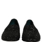 Dolce & Gabbana Black Rhinestone Embellished Loafers Shoes