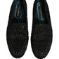 Dolce & Gabbana Black Rhinestone Embellished Loafers Shoes
