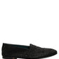 Dolce & Gabbana Black Rhinestone Embellished Loafers Shoes