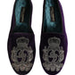 Dolce & Gabbana Purple Velvet Crown Embroidery Loafers Shoes