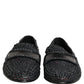 Dolce & Gabbana Black Woven Raffia Slip On Loafers Shoes
