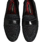 Dolce & Gabbana Black Woven Raffia Slip On Loafers Shoes