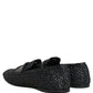 Dolce & Gabbana Black Woven Raffia Slip On Loafers Shoes