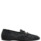 Dolce & Gabbana Black Woven Raffia Slip On Loafers Shoes