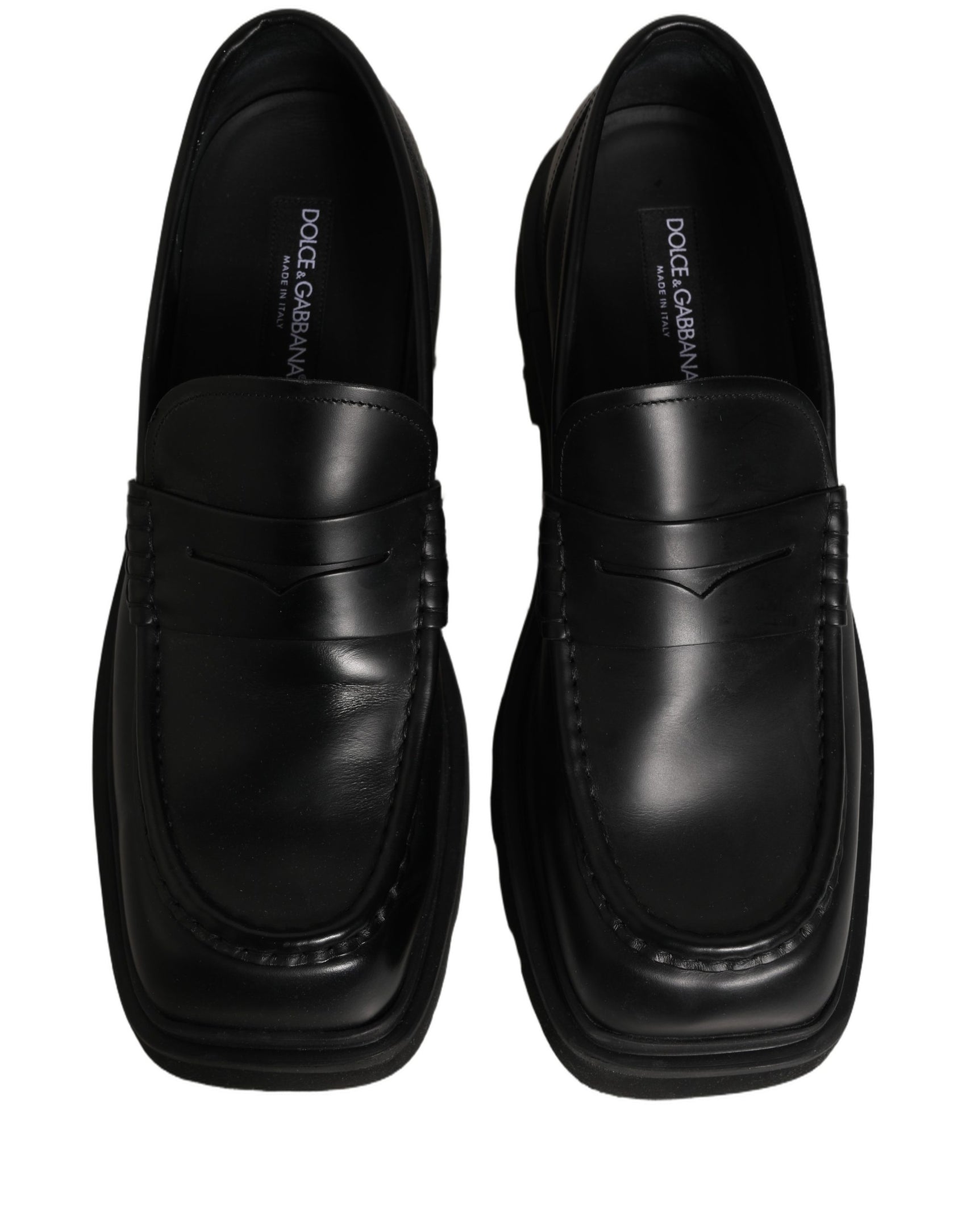 Dolce & Gabbana Black Calfskin Leather Men Dress Loafer Shoes