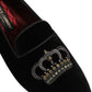 Dolce & Gabbana Black Crown Embellished Dress Loafers Shoes