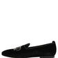 Dolce & Gabbana Black Crown Embellished Dress Loafers Shoes