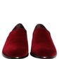 Dolce & Gabbana Maroon Velvet Slip On Men Dress Loafers Shoes