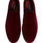 Dolce & Gabbana Maroon Velvet Slip On Men Dress Loafers Shoes