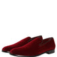 Dolce & Gabbana Maroon Velvet Slip On Men Dress Loafers Shoes