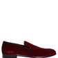 Dolce & Gabbana Maroon Velvet Slip On Men Dress Loafers Shoes