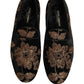 Dolce & Gabbana Black Floral Jacquard Dress Loafers Shoes