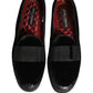 Dolce & Gabbana Black Velvet Loafers Formal Men Dress Shoes
