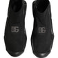 Dolce & Gabbana Black Slip On Wave Socks Men Sneakers Shoes