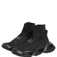 Dolce & Gabbana Black Slip On Wave Socks Men Sneakers Shoes